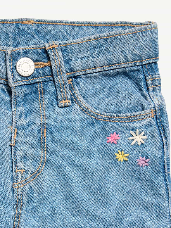 Baggy Embroidered Wide-Leg Jeans for Toddler Girls