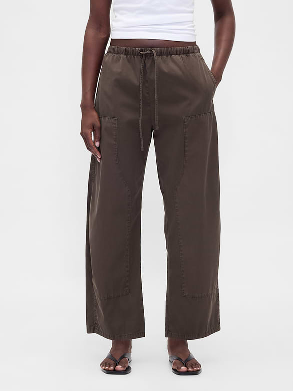 Poplin Easy Double-Knee Barrel Pants