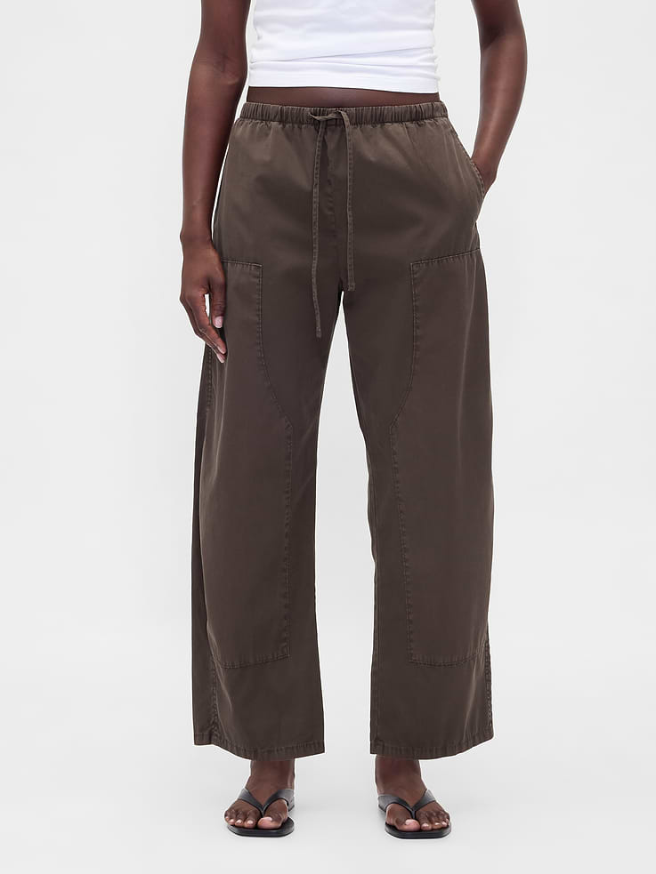 Image number 2 showing, Poplin Easy Double-Knee Barrel Pants