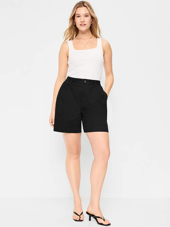 Short chino authentique à taille haute, entrejambe de 6 cm
