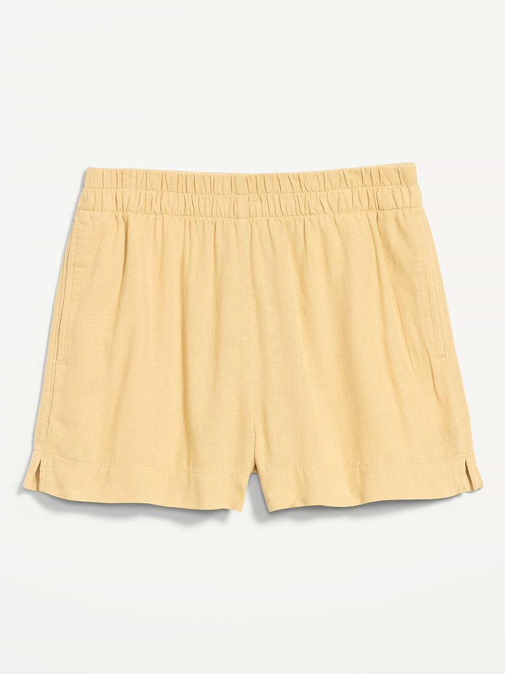 Image number 9 showing, High-Waisted Beach Linen Pull-On Shorts