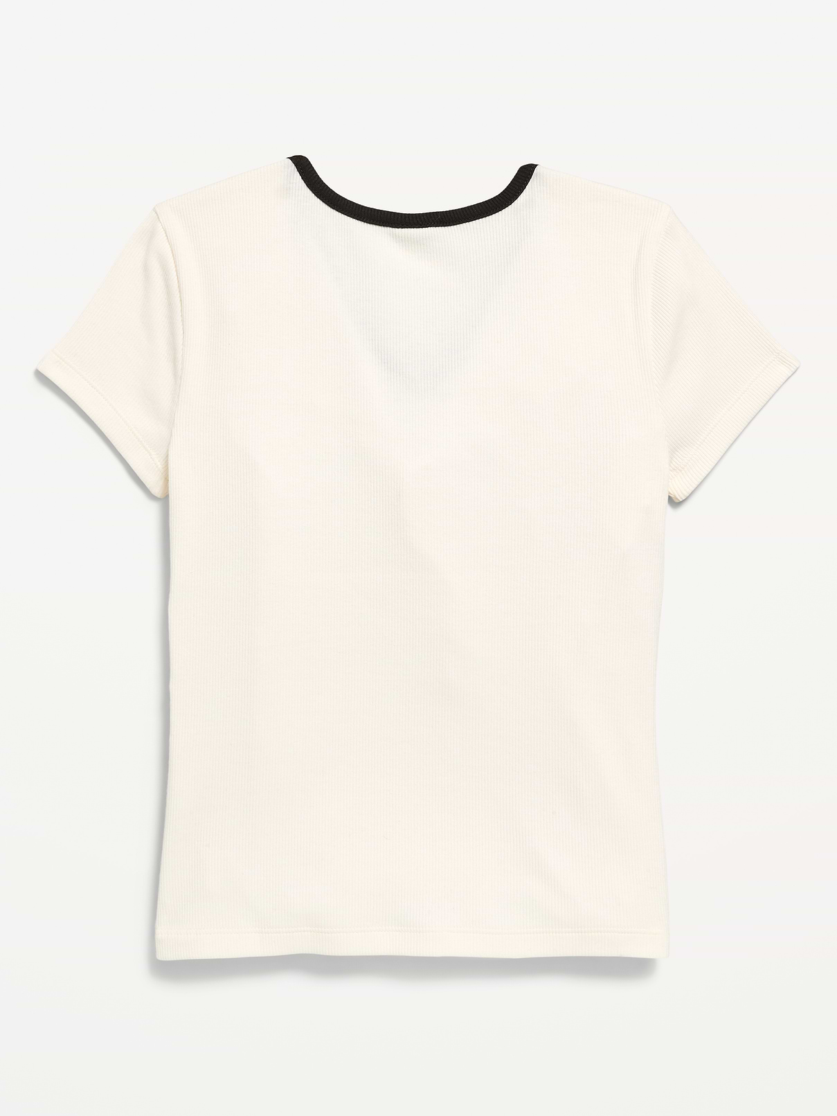 Image number 3 showing, Fitted Short-Sleeve Ribbed Bow Top for Girls