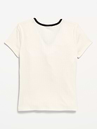 Image number 3 showing, Fitted Short-Sleeve Ribbed Bow Top for Girls