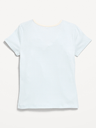 Image number 3 showing, Fitted Short-Sleeve Ribbed Bow Top for Girls