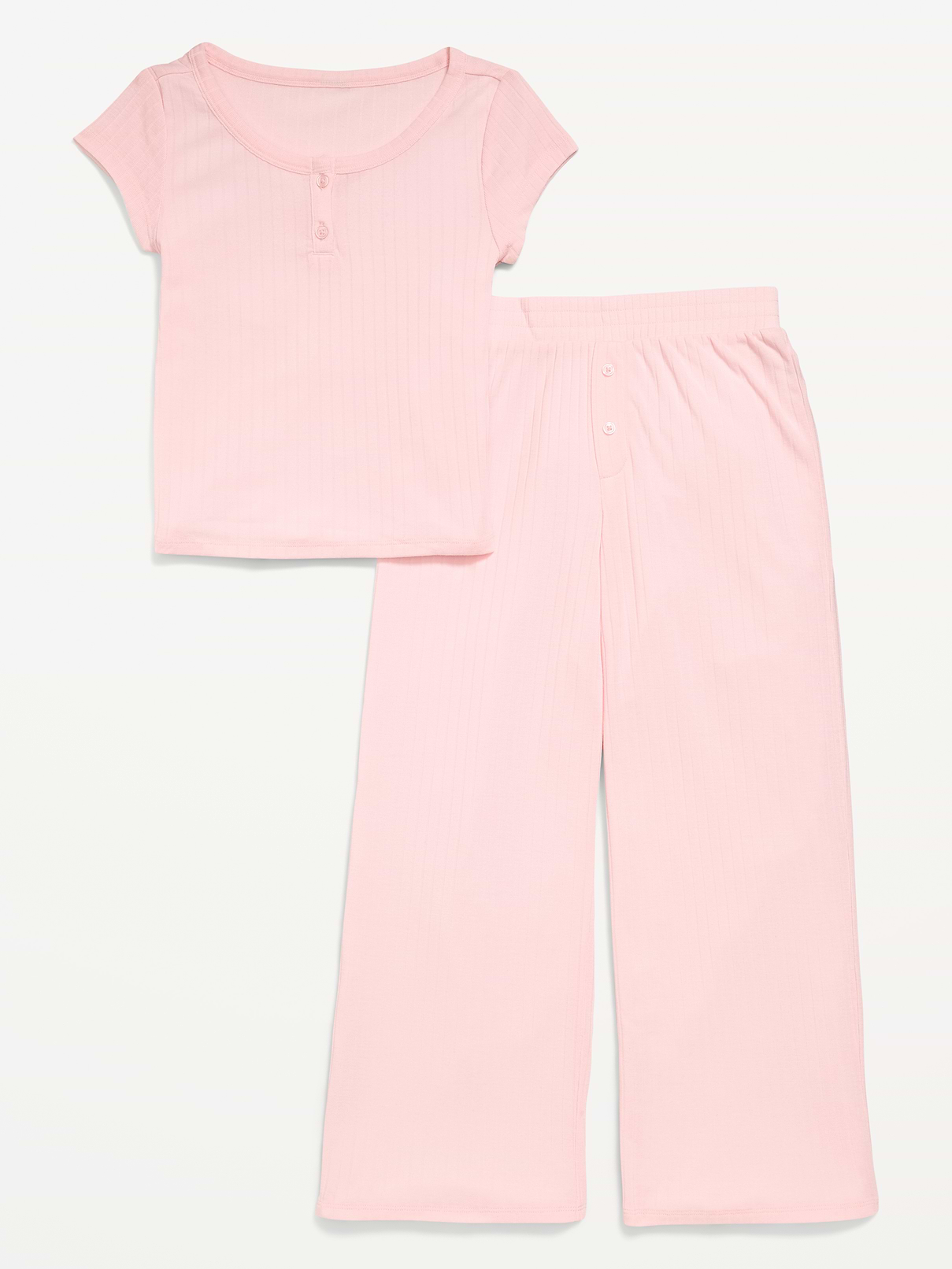 Image number 1 showing, Ribbed Henley Pajama T-Shirt and Pants Set for Girls