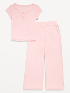 Image number 1 showing, Ribbed Henley Pajama T-Shirt and Pants Set for Girls