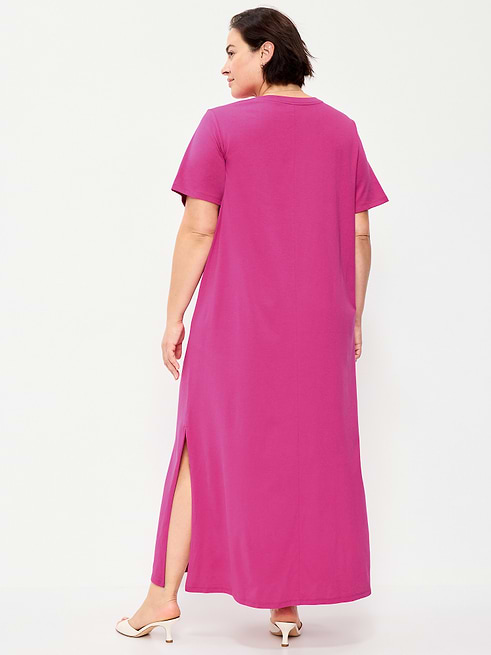 crew neck maxi dress Eterne from shoulder to hem Black Slinky Knit Dress -