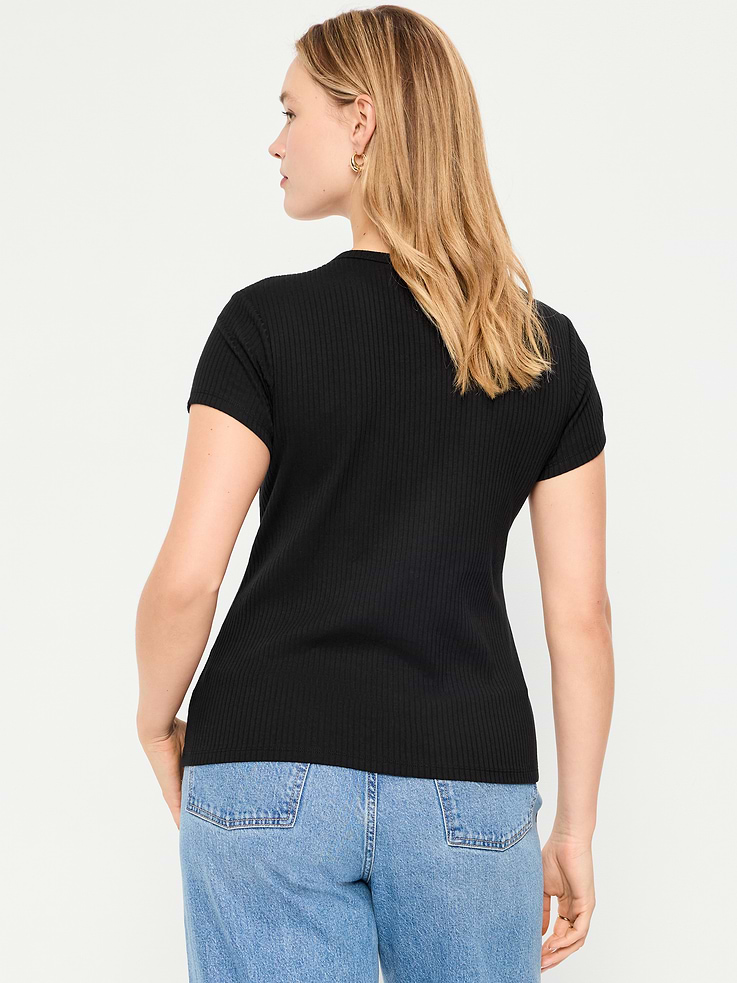 Image number 6 showing, Short-Sleeve Ribbed Button-Down Top