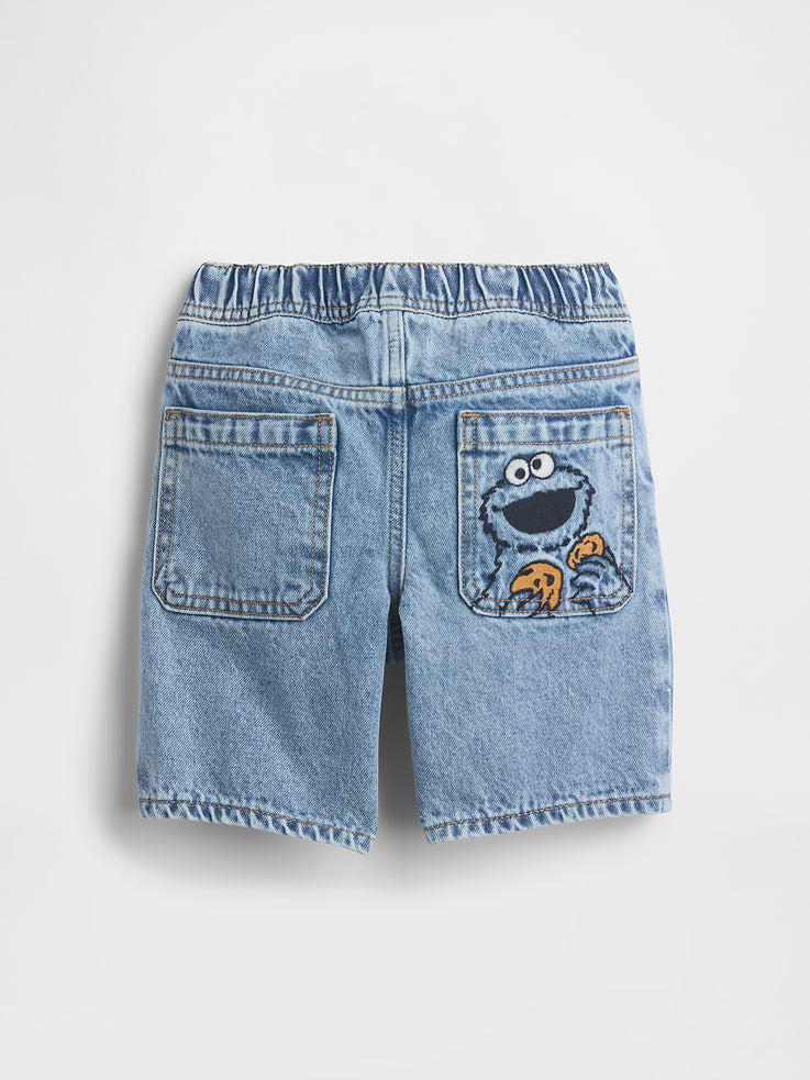 Image 2 of 3, babyGap Sesame Street Pull-On Loose Denim Shorts