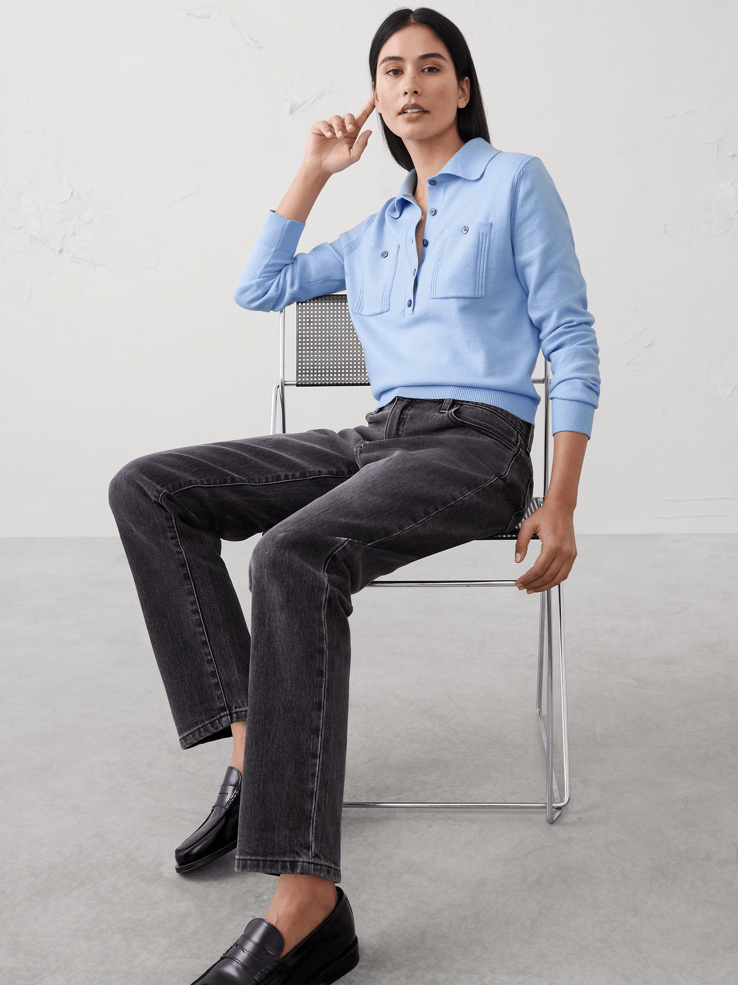 Image number 1 showing, Cloud Soft Polo Henley Pullover Sweater