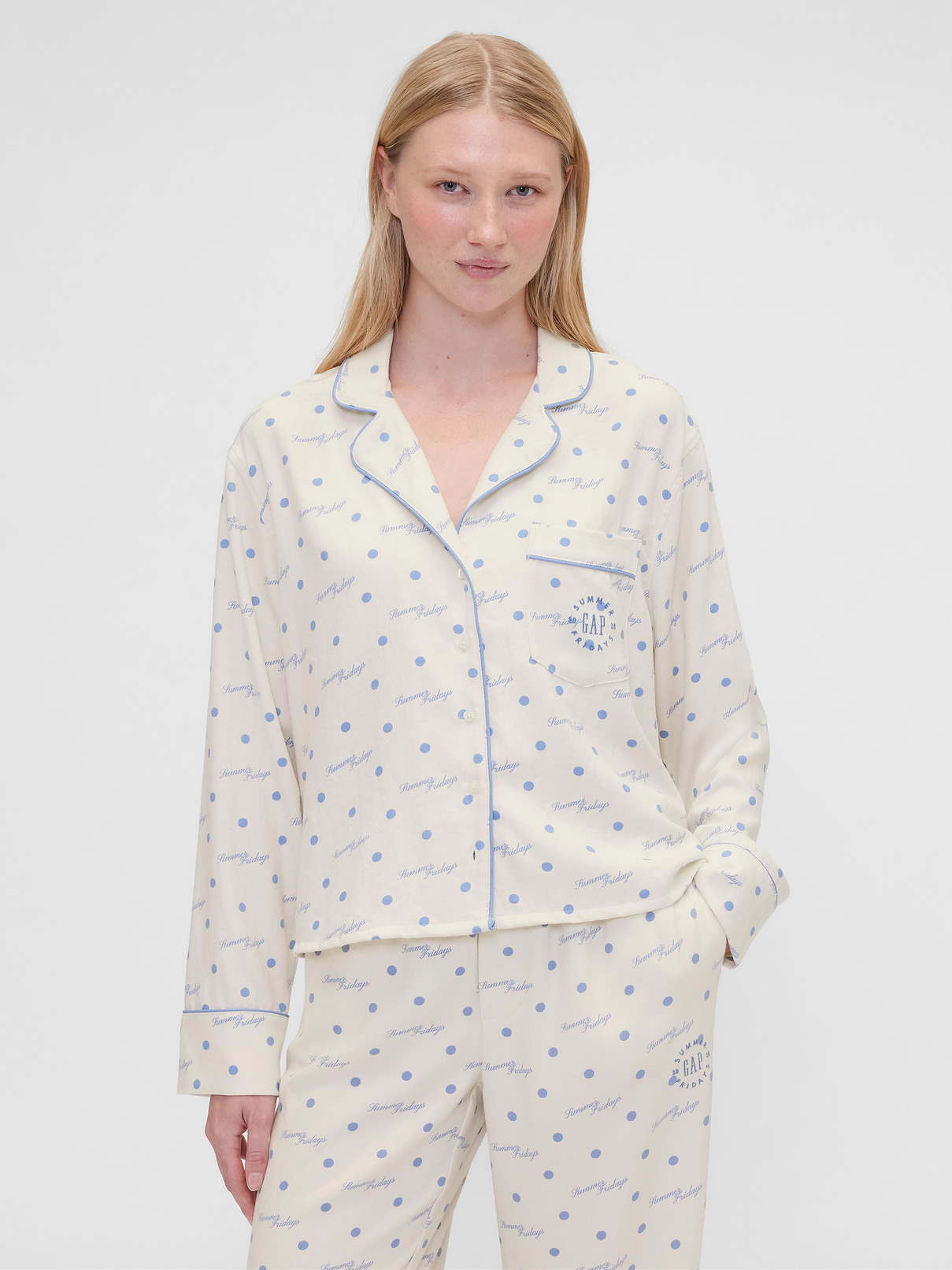Gap × Summer Fridays Relaxed Flannel Dotted PJ Shirt
