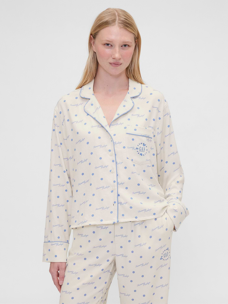 Image number 1 showing, Gap × Summer Fridays Relaxed Flannel Dotted PJ Shirt