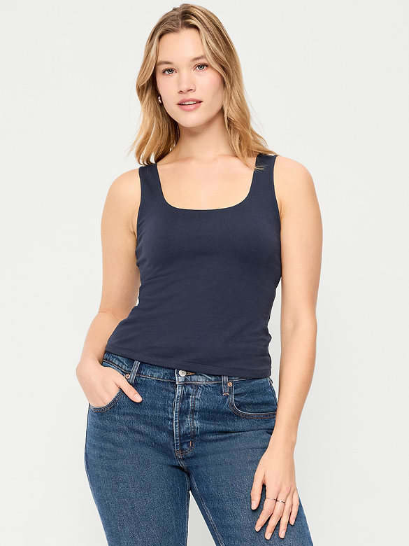 Hug Double-Layer Scoop-Neck Tank Top