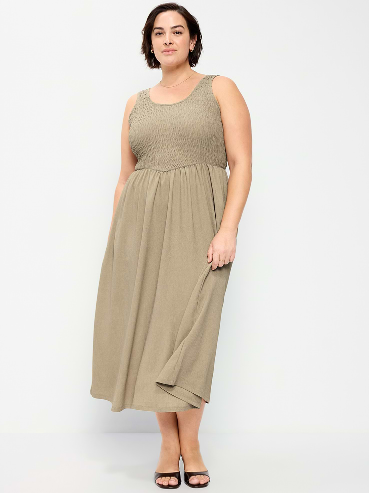 Image number 8 showing, Fit & Flare Lightweight Smocked-Bodice Midi Dress