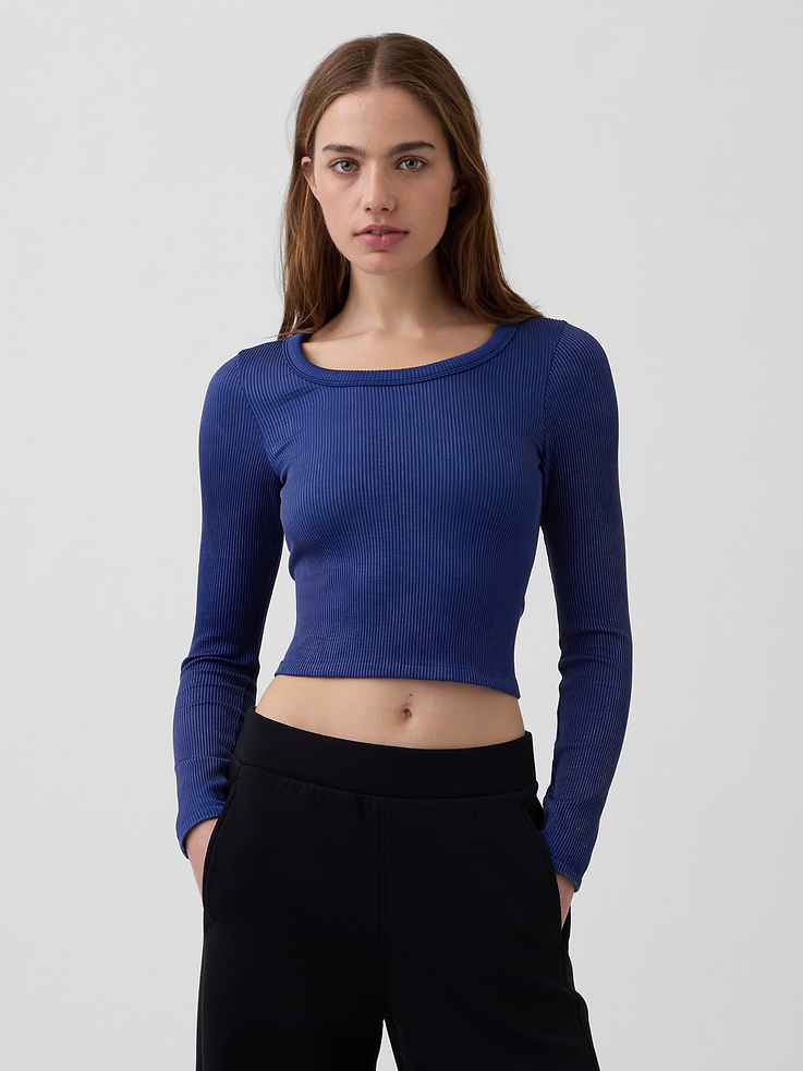 Image number 1 showing, GapFit Seamless Rib Crop Top