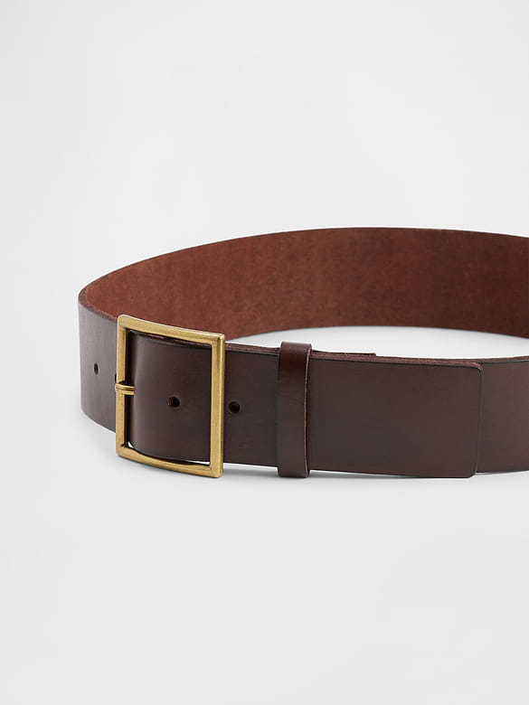 Leather Square-Buckle Belt