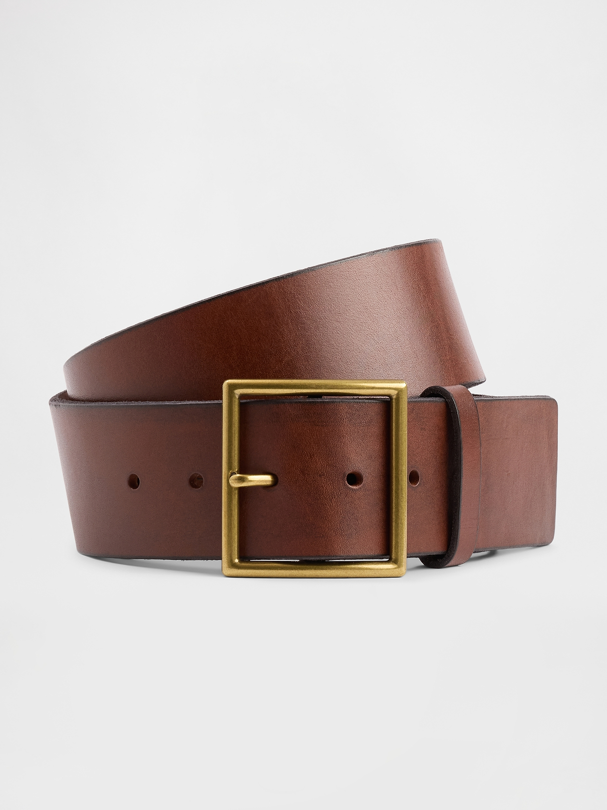 Leather Square-Buckle Belt | Gap