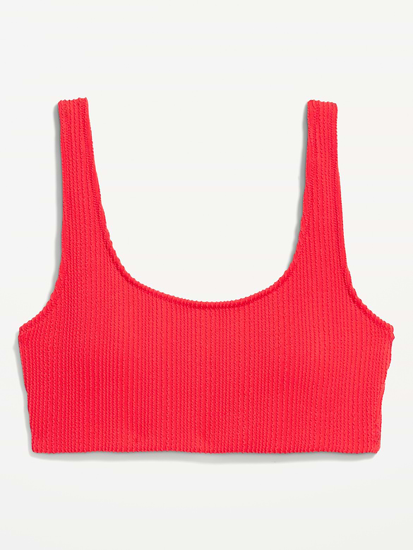 Ribbed Scoop-Neck Swim Top