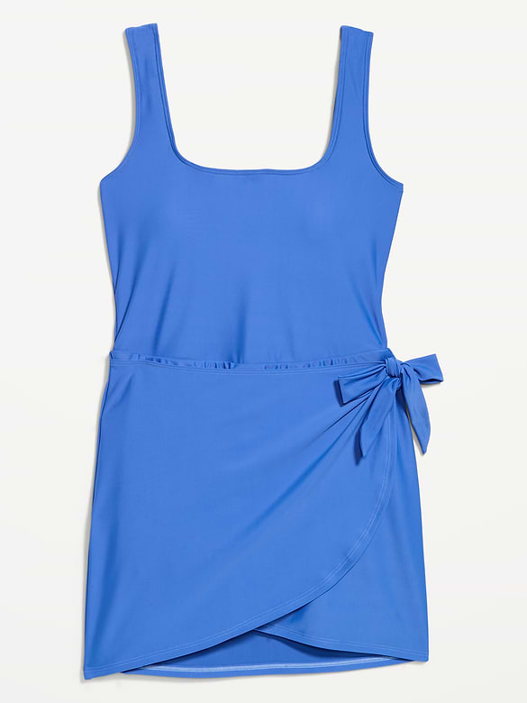 Matte Side-Tie Swim Dress