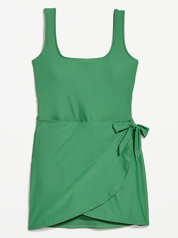 Matte Side-Tie Swim Dress