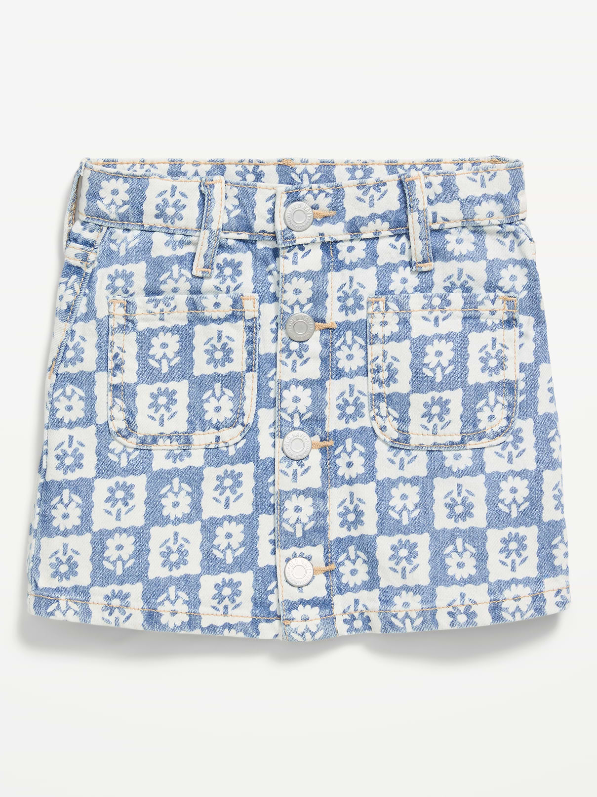 Image number 1 showing, Printed High-Waisted Button-Front Jean Skirt for Toddler Girls