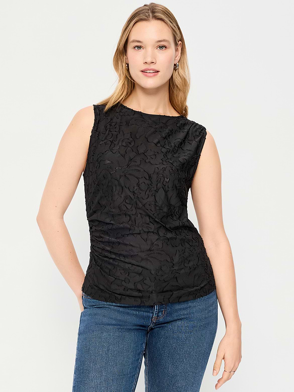 Haut en jacquard drapé sur le côté