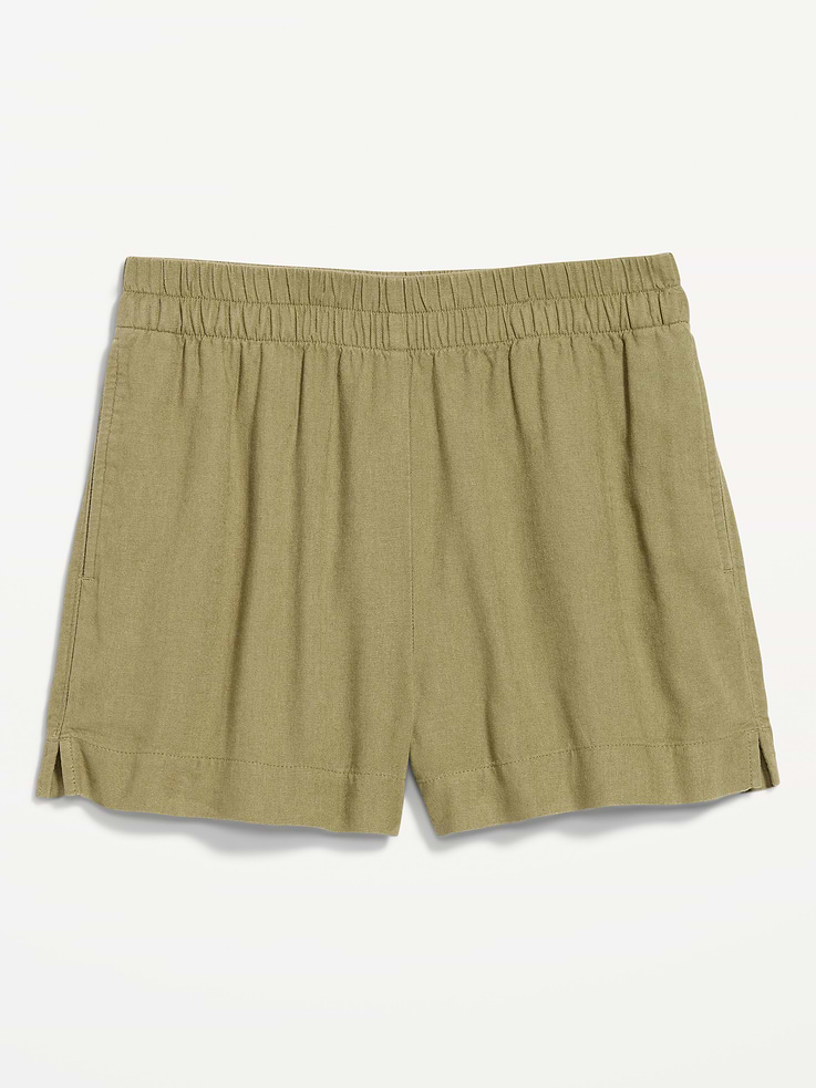 Image number 8 showing, High-Waisted Beach Linen Pull-On Shorts