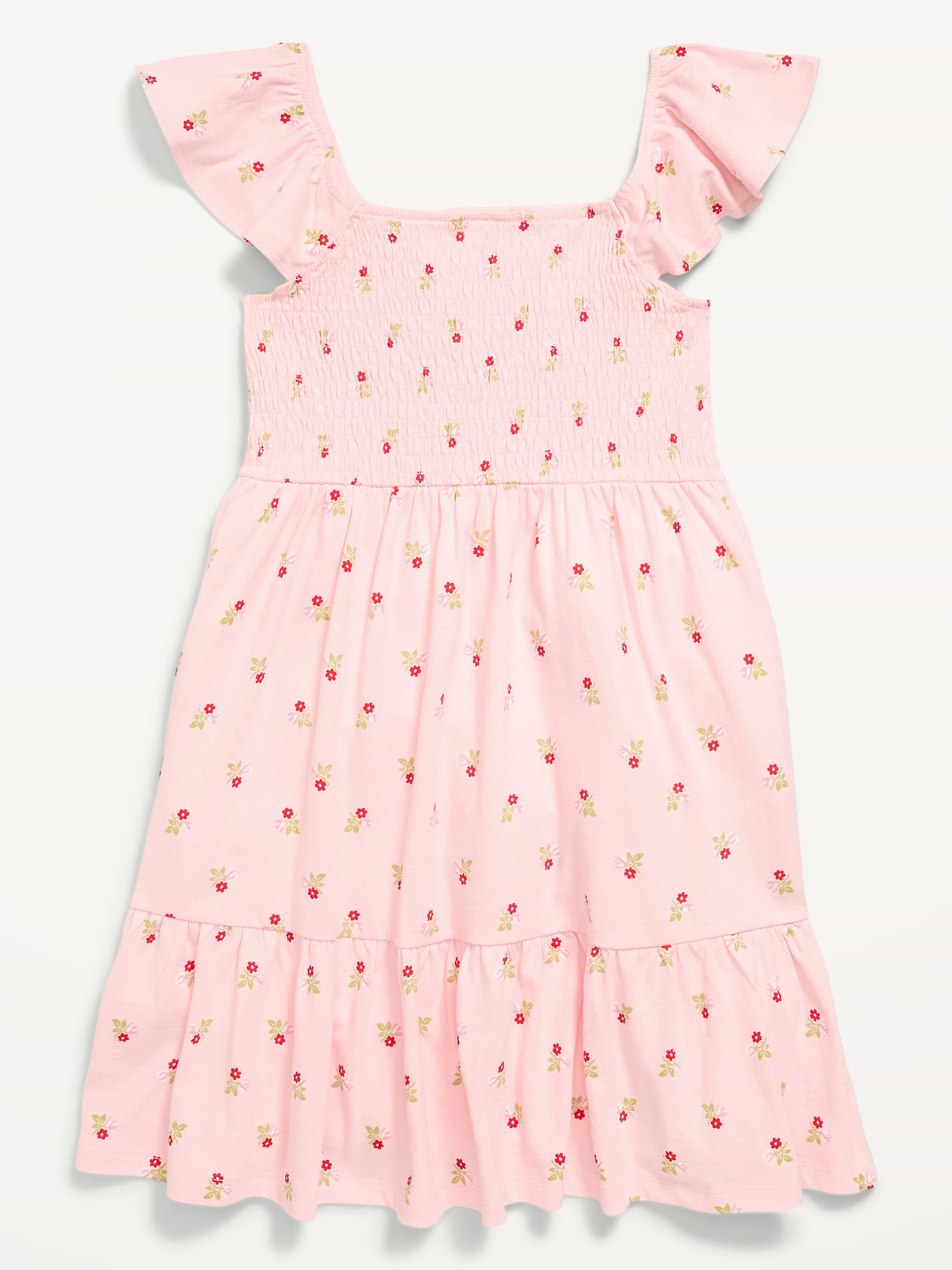 L'image numéro 3 présente Robe à smocks ajustée et évasée à motif pour fille