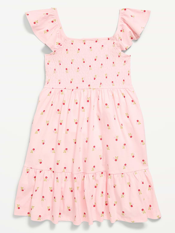 Robe à smocks ajustée et évasée à motif pour fille