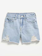 Image number 4 showing, High-Waisted Ripped Frayed-Hem Jean Shorts for Girls