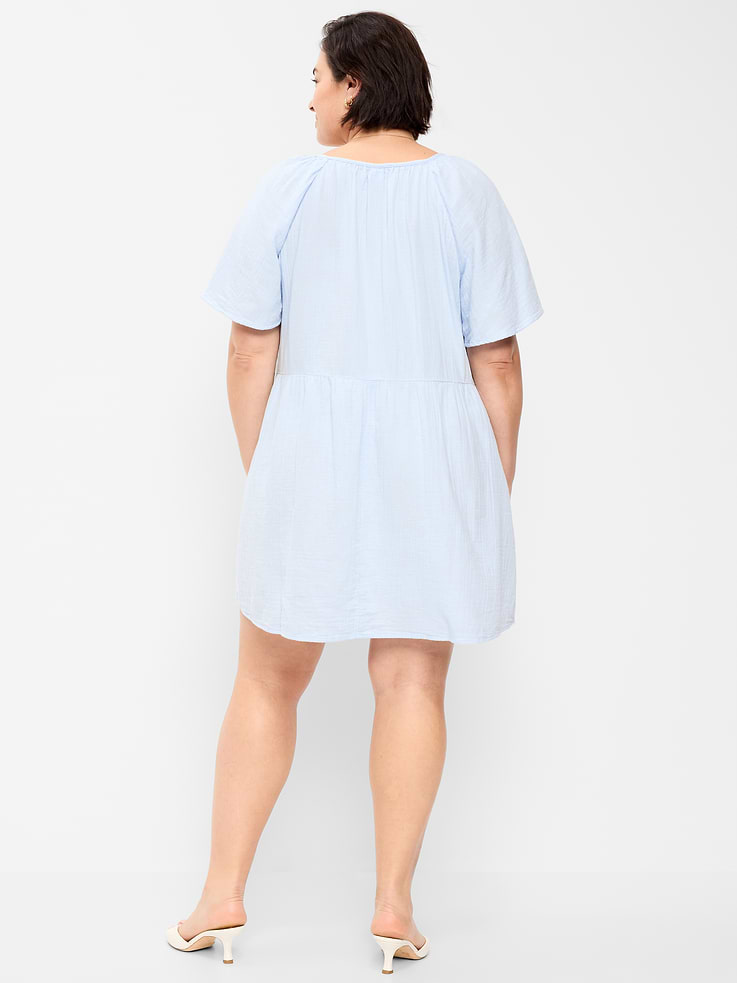 Image number 9 showing, Crinkle Gauze Flutter-Sleeve Mini Swing Dress