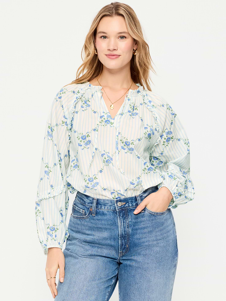 Image number 4 showing, Long-Sleeve Ruffle Trim Top