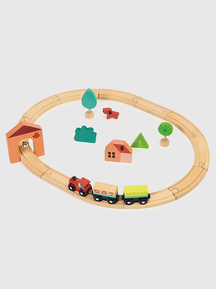 Image 1 of 2, A small starter train set with tracks and accessories.