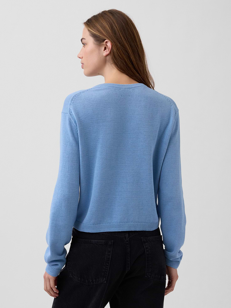 L'image numéro 3 présente Cardigan décontractée court en tricot côtelé 100 % coton