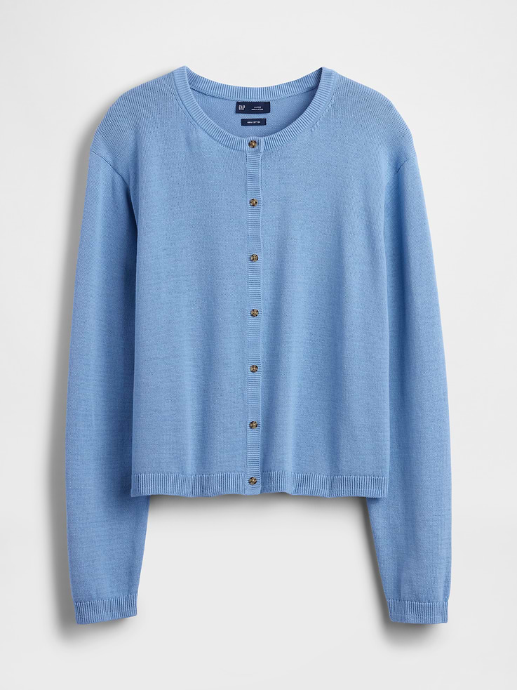 L'image numéro 5 présente Cardigan décontractée court en tricot côtelé 100 % coton