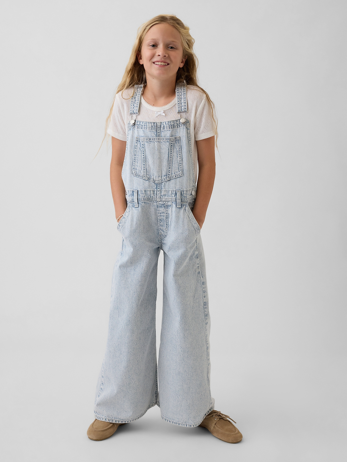 Kids Denim Stripe Baggy Overalls | Gap