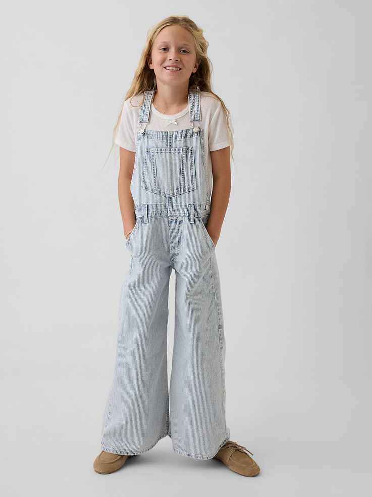 Image number 1 showing, Kids Denim Stripe Baggy Overalls