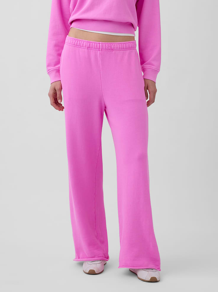 L'image numéro 2 présente Pantalon en coton ouaté à jambe large en jersey bouclette VintageDoux