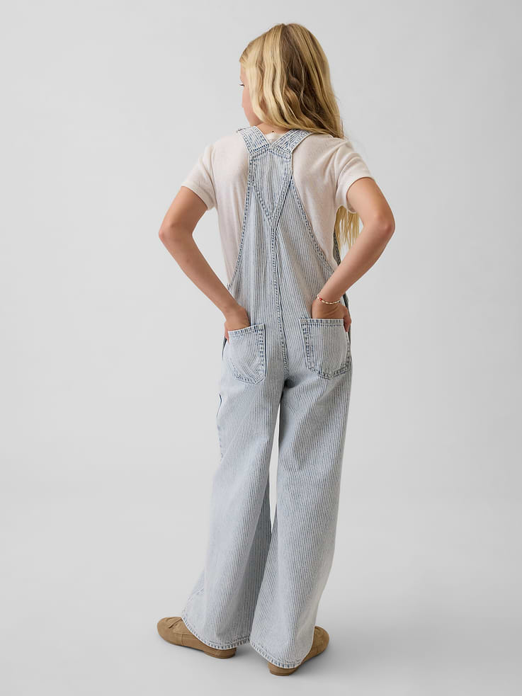 Image number 4 showing, Kids Denim Stripe Baggy Overalls