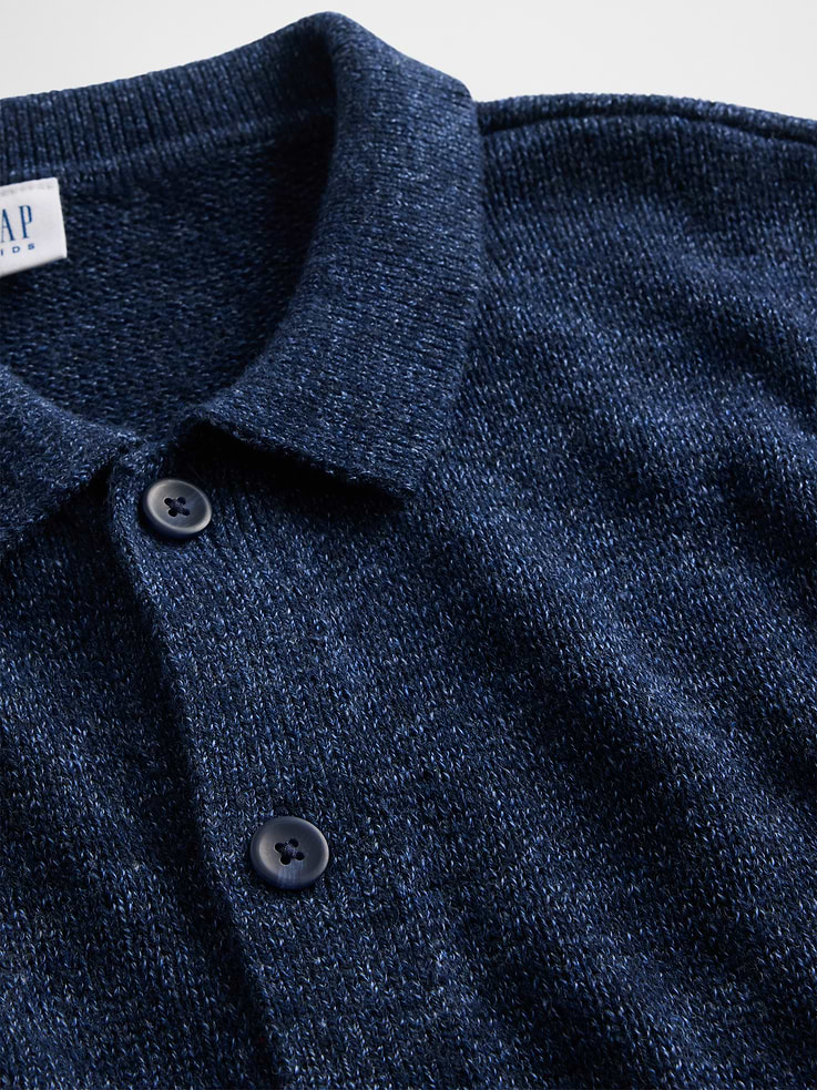 Image number 5 showing, Kids Relaxed Polo Cardigan Sweater