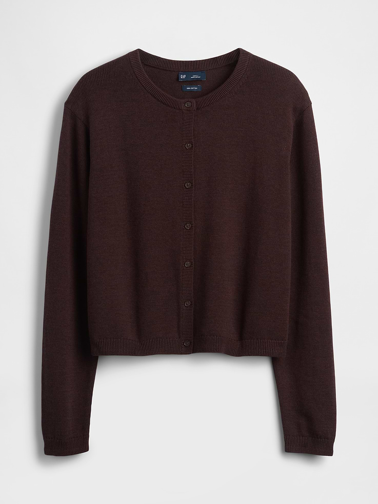 Image number 5 showing, 100% Cotton Relaxed Crop Cardigan Sweater