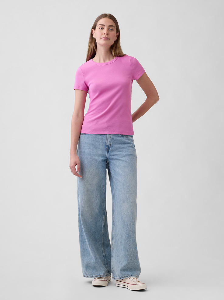 Image 3 of 5, Essential Ribbed Crewneck T-Shirt