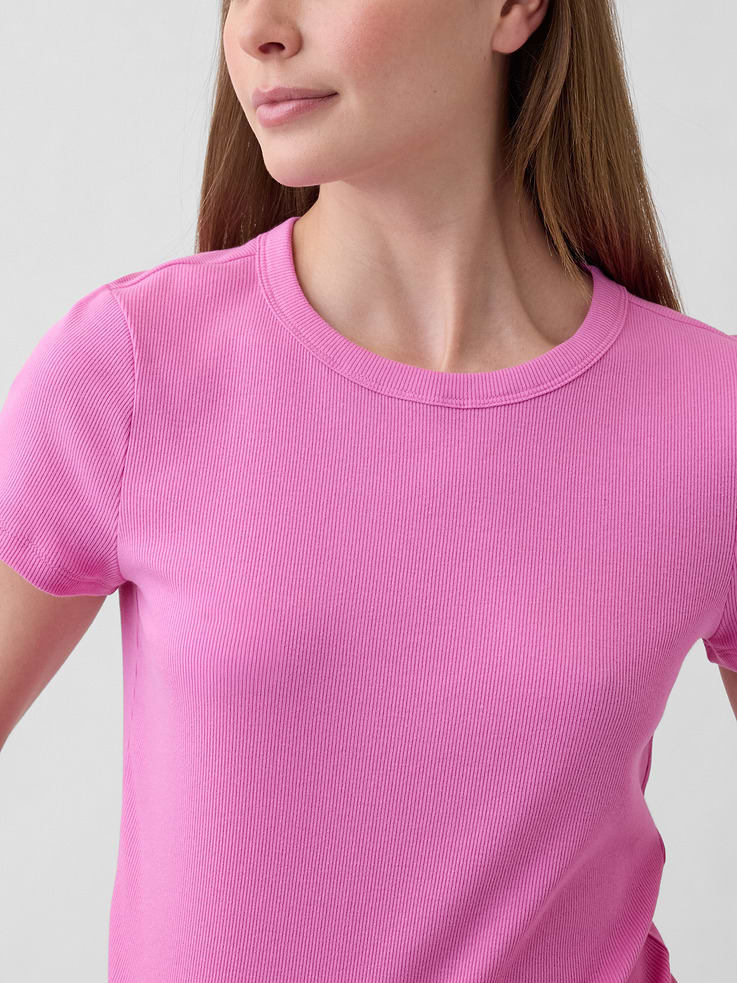 Image 4 of 5, Essential Ribbed Crewneck T-Shirt