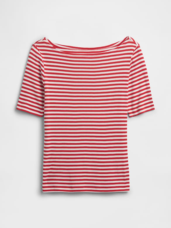 Modern Ribbed Boatneck T-Shirt