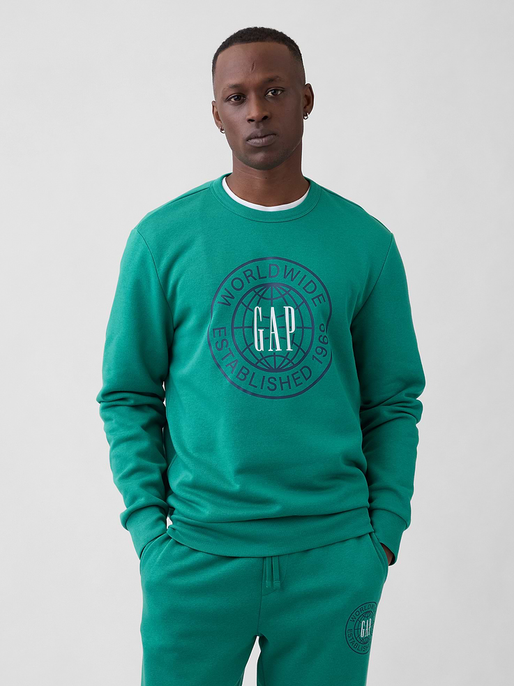 Gap Factory Men's Relaxed Gap Graphic Sweatshirt (Green Shade)