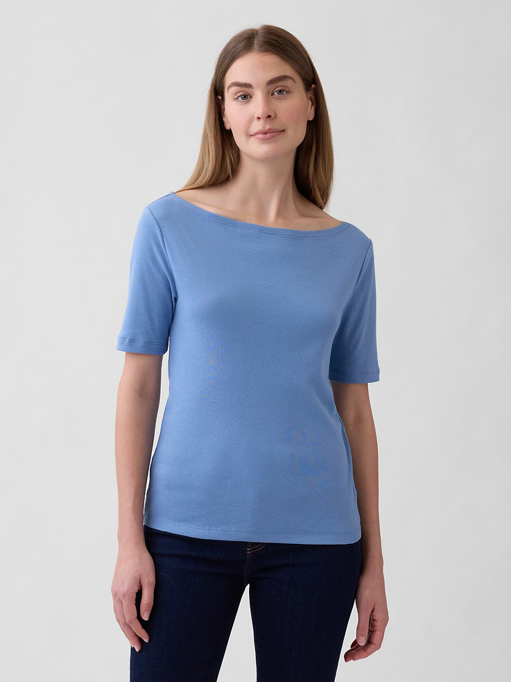 Image number 1 showing, Modern Ribbed Boatneck T-Shirt