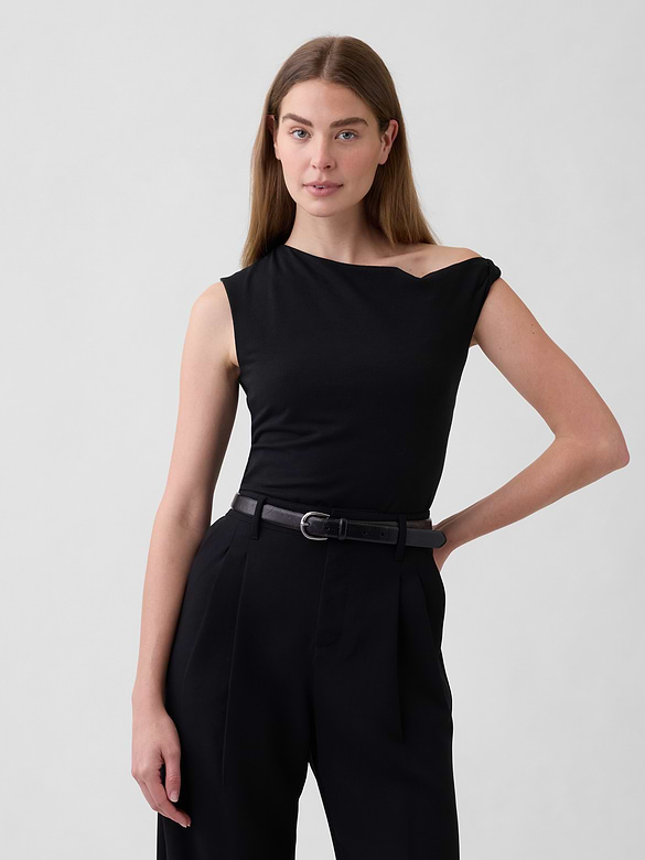 Stretch Jersey One-Shoulder Top