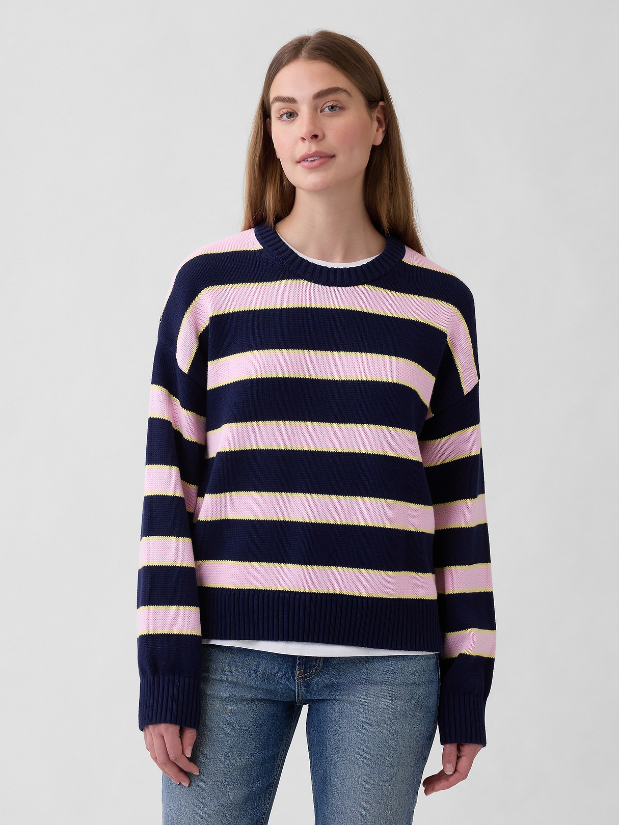 トップス YOKE PRINTED COTTON CREWNECK SWEATER (2) Relaxed Cotton Crewneck Sweater | Gap Factory