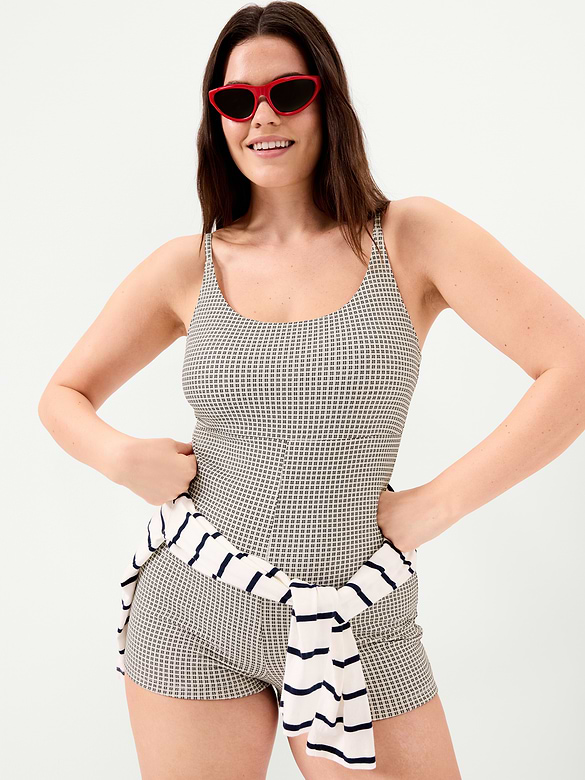 Textured Swim Romper -- 2.5-inch inseam