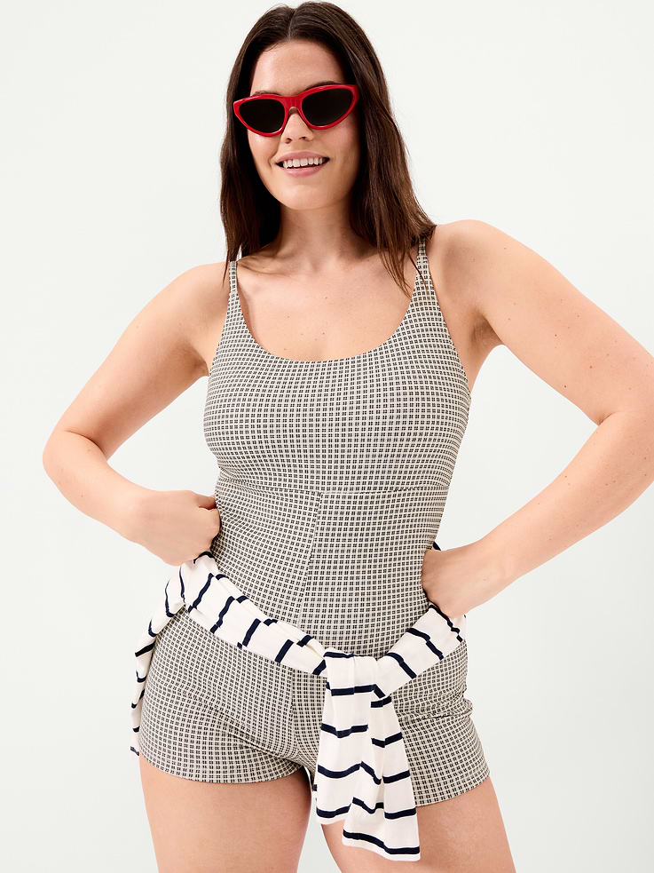 Image number 3 showing, Textured Swim Romper -- 2.5-inch inseam